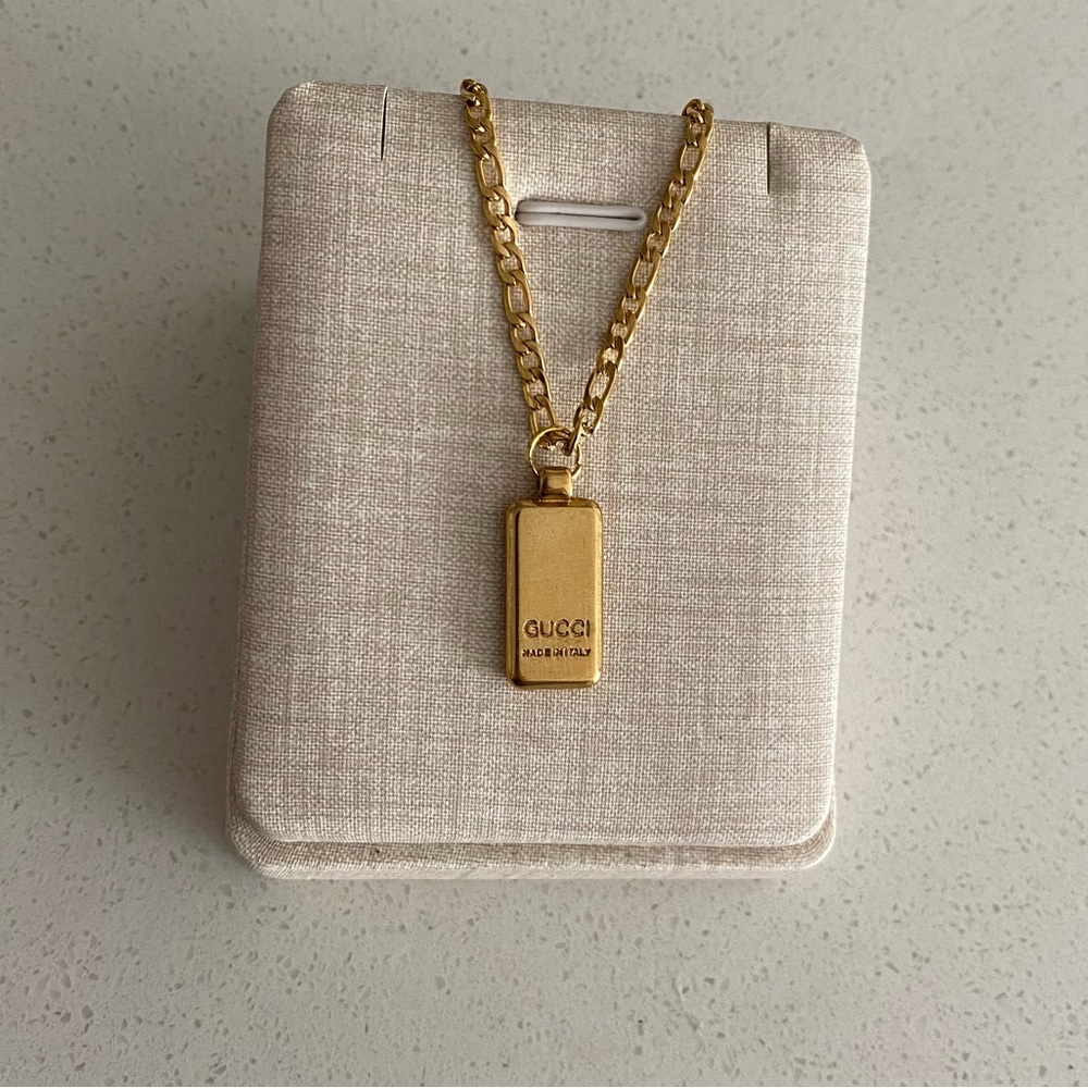 Gucci Charm + non branded 18k gold plated necklace
